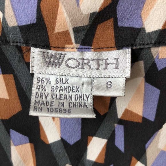 Worth Silk Blend Abstract Print Button Down Shirt Blouse - Picture 3 of 5